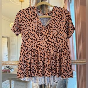 High low leopard short